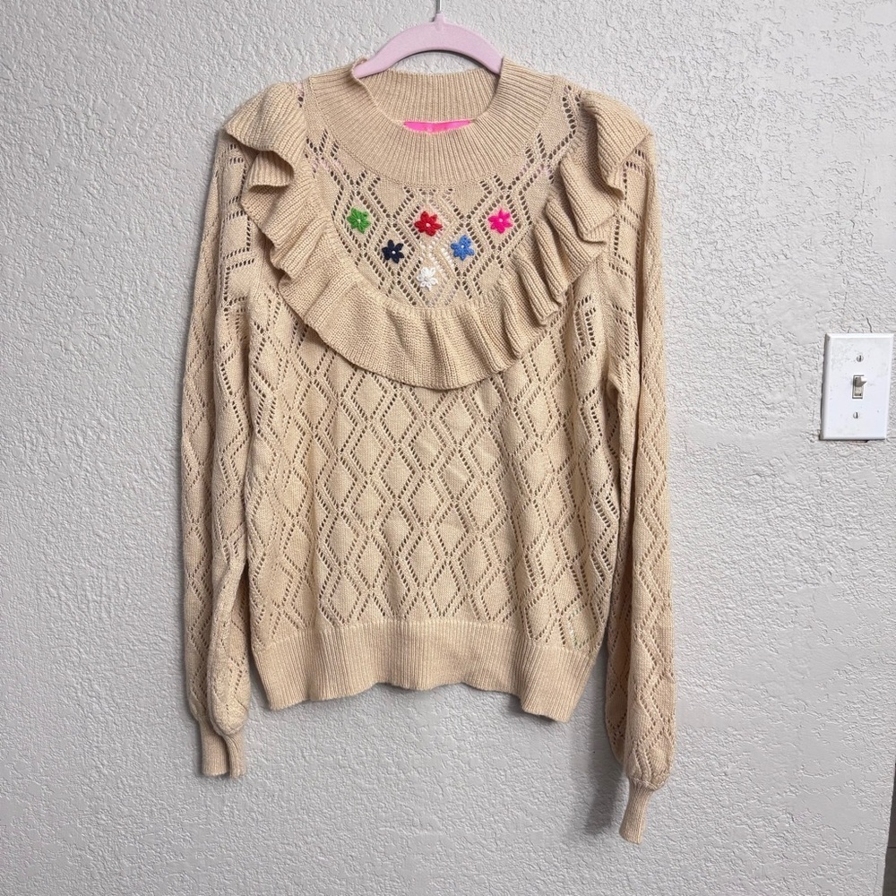 Lilly Pulitzer Beige Sweater with Colorful Accents